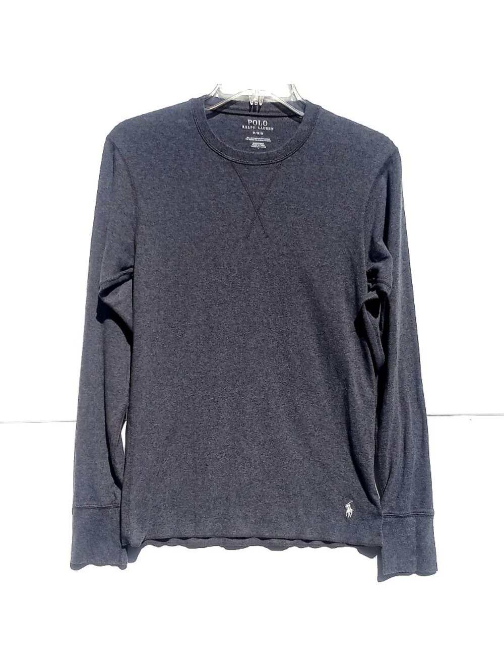 Polo Ralph Lauren Men's Gray Long-Sleeve Crewneck Shirt Embroidered Logo Size M